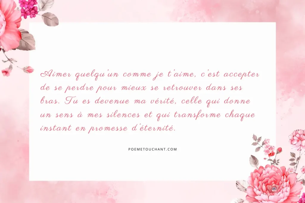 Poème d’amour exprimant des sentiments profonds