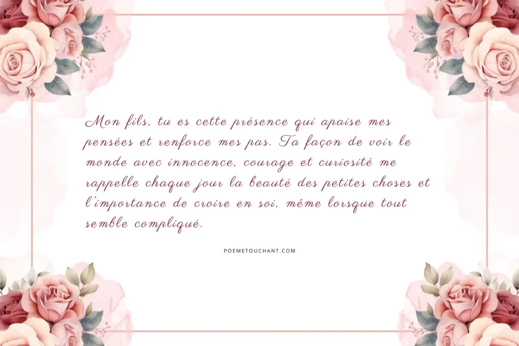 Belle phrase pour mon fils