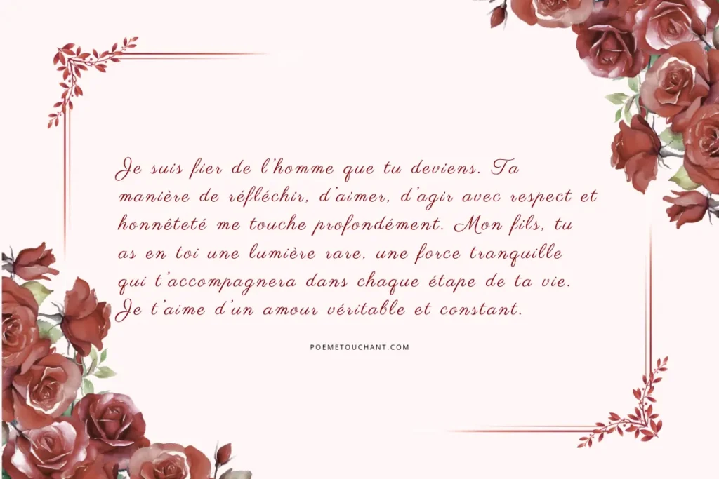 Message d’amour touchant pour mon fils