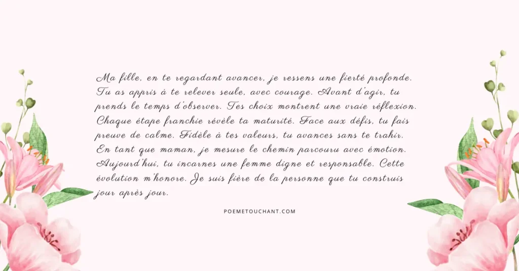 Lettre de fierté d'une maman pour sa fille